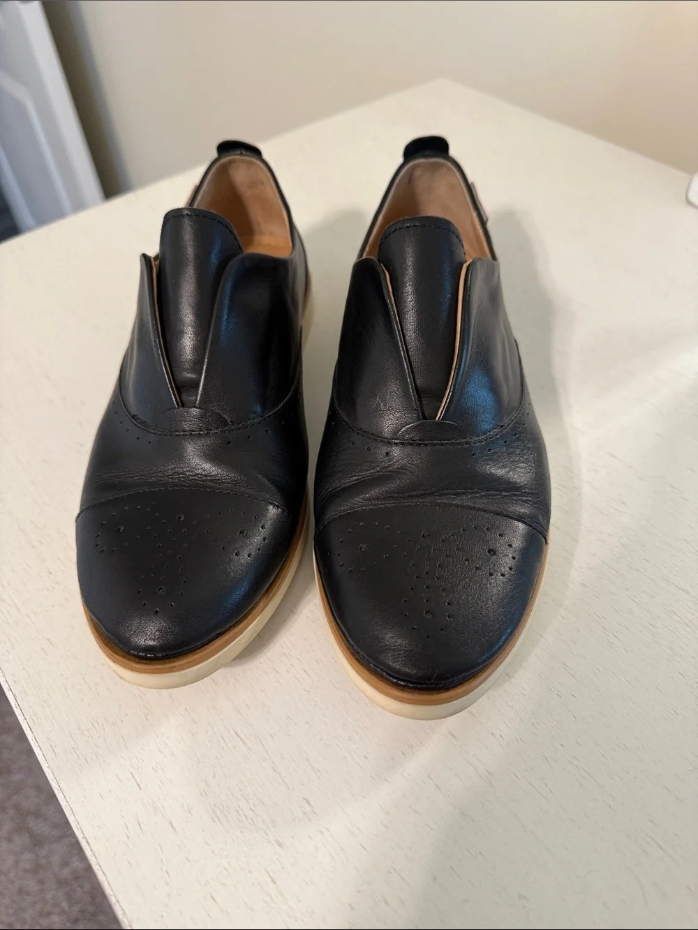 PIKOLINOS Women’s Pyrgos Black Leather Slip-On Oxfords / Size 5.5-6 (36)